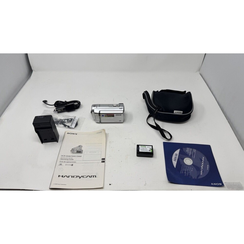 Sony DCR-SX41 Handycam Digital Video Camera Camcorder 60x Zoom - BUNDLE -Silver